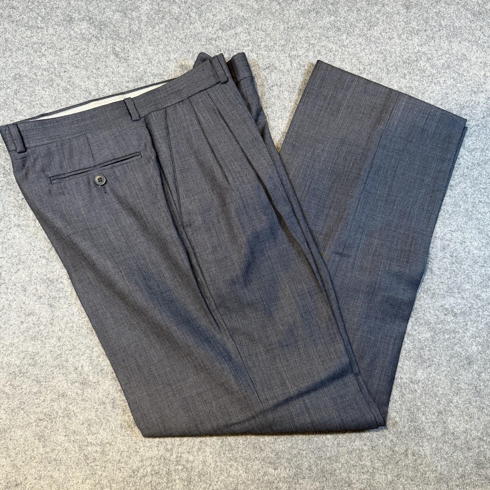 Loro Piana Pants Mens 34x30 Gray Wool Pleated Dress Lined Made In Italy